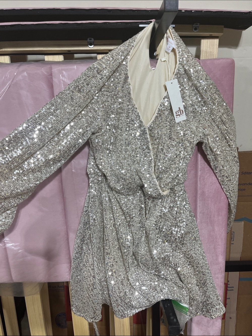 Sparkly gold dress girls M gb girls